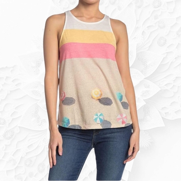 Splendid X Gray Malin Tops - Splendid X Gray Malin Beach Scene Tank Top Size Small